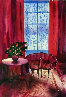 Red Drawing Room (Watercolor Drawing). Ripa Elena