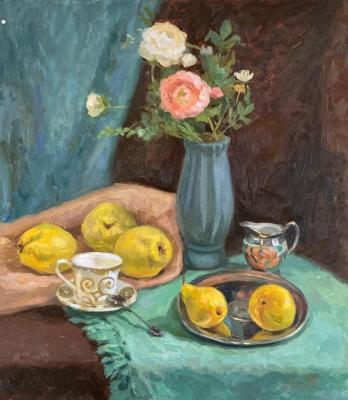 Still life with pears and quince
