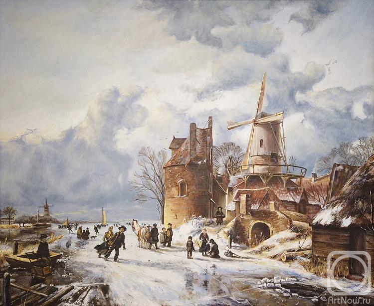Zhukov Alexey. Winter view (copy of Andreas Schelfhout)