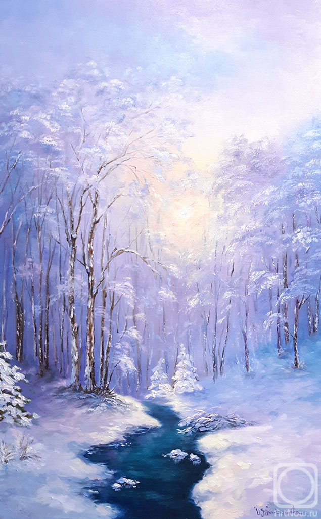 Prokofeva Irina. Winter landscape in bluish pink tones