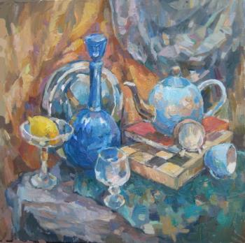 Still life with blue carafe (Tray). Bocharova Anna
