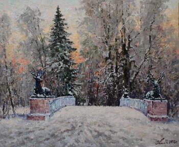 The Deer Bridge in Pavlovsk Park in winter (Sculpture). Malykh Evgeny