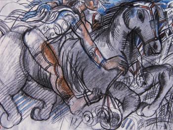 Rider Three on a Black Horse. Dragovoy Aleksandr
