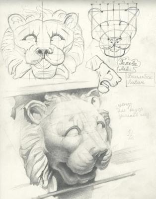Mask of Lion in Baalbek (Pencil Drawing). Chernov Denis
