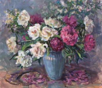 Peonies in a blue vase. Fomicheva (Paola) Tatyana