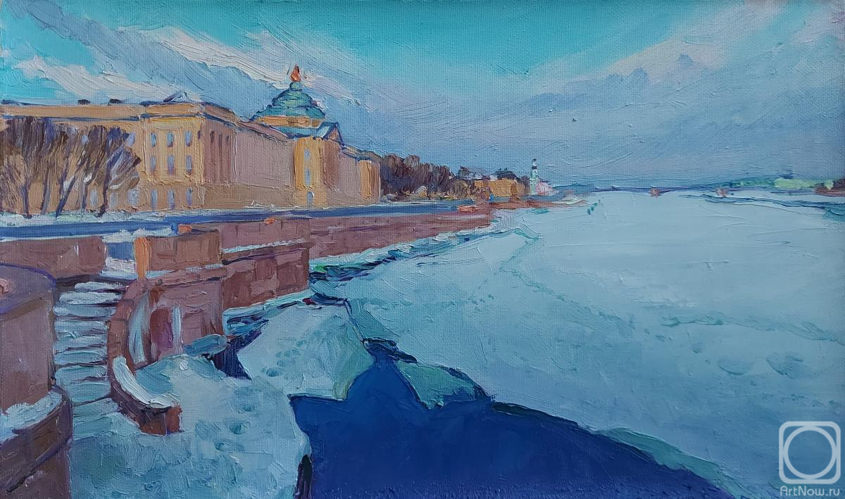 Melnikov Aleksandr. Spring is coming. Universitetskaya Embankment of St. Petersburg