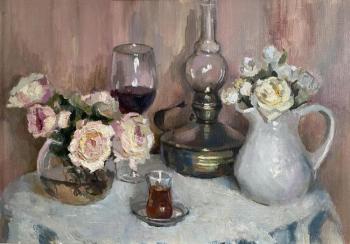 Still life with white jug (A Still Life With White Roses). Efimova Olga