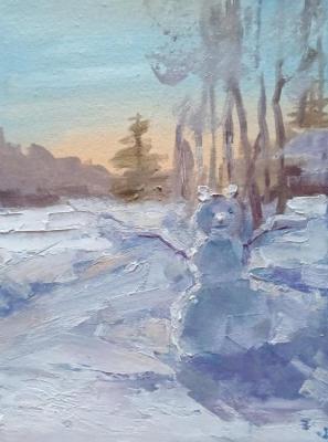 Snowman on Akademichka (Small Landscape). Baltrushevich Elena