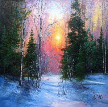 Winter evening (Winter Sunset Painting). Korableva Elena