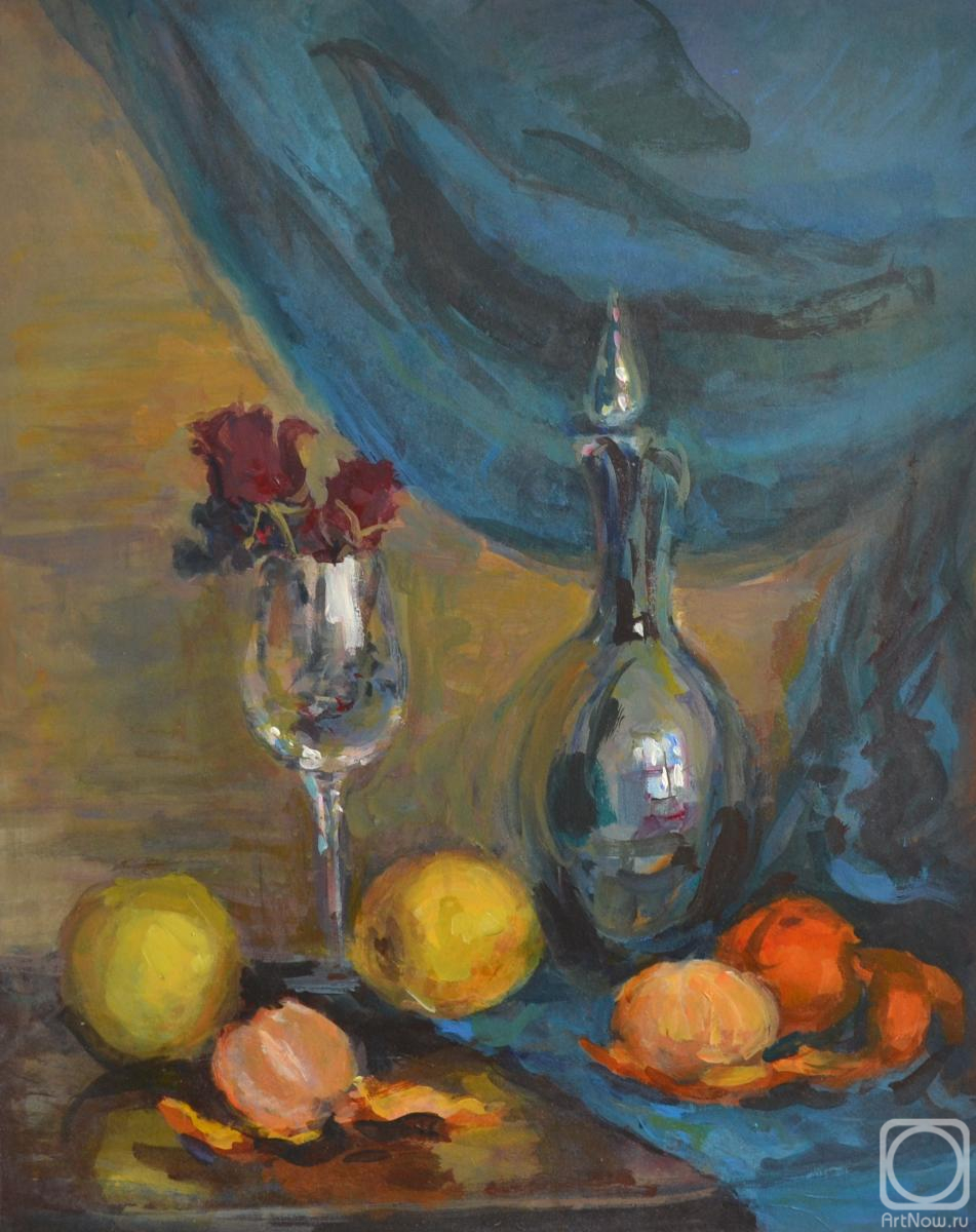 Fomicheva (Paola) Tatyana. With a decanter, glass and tangerines