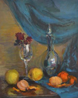 With a decanter, glass and tangerines. Fomicheva (Paola) Tatyana