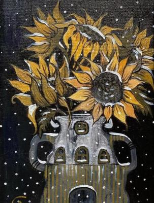Snow and sunflowers