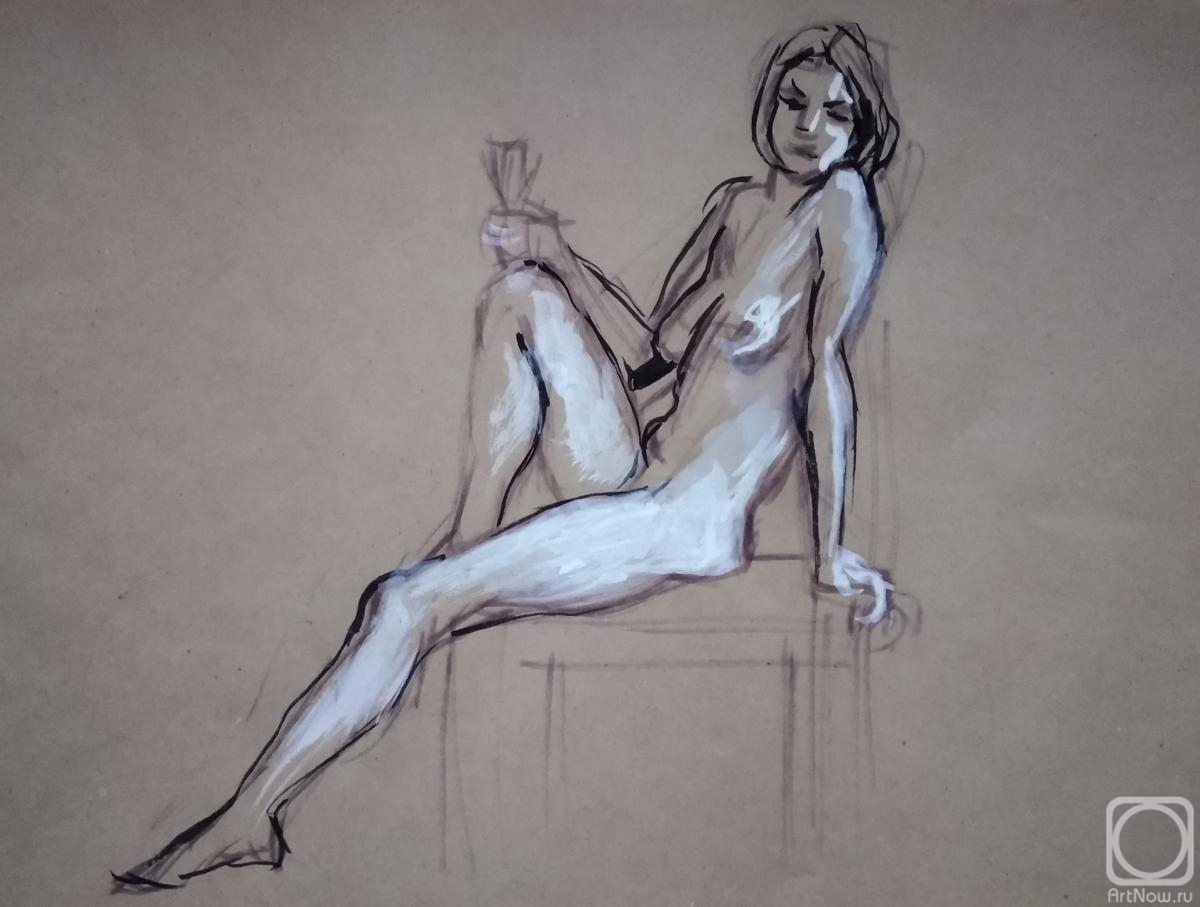 Yaguzhinskaya Anna. Nude with a glass