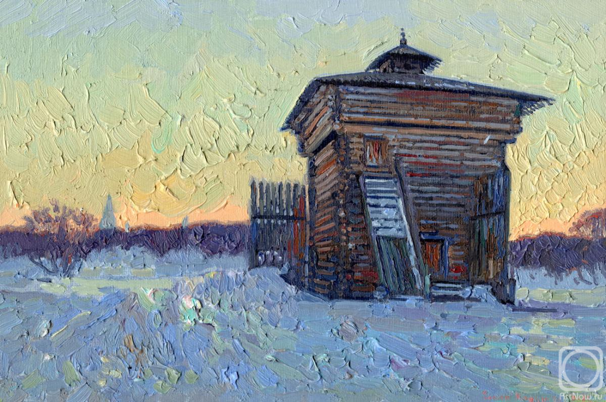 Kozhin Simon. Sunset. February. Tower of the Bratsk prison. Kolomenskoye