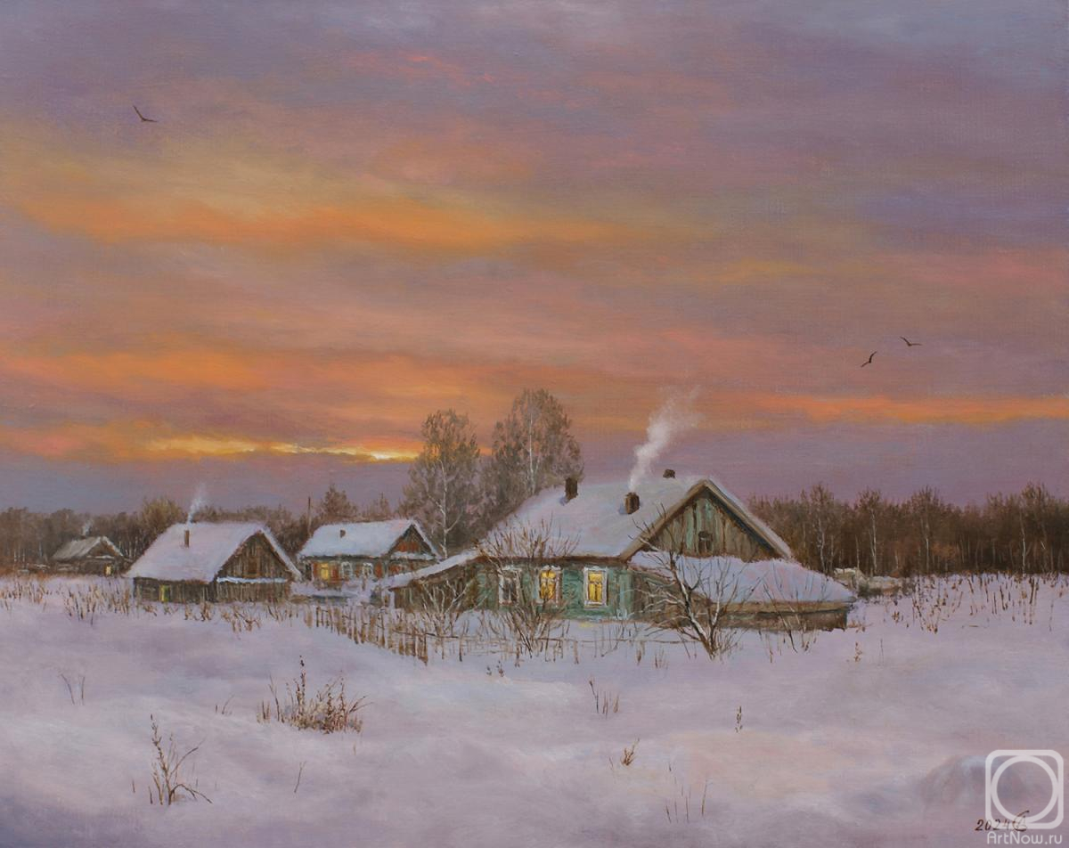 Dorofeev Sergey. Winter Village. Evening