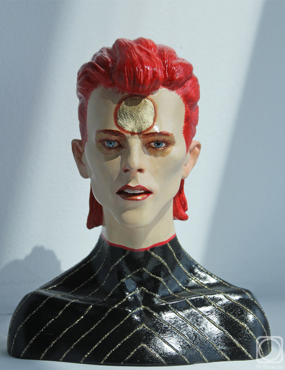 Churkina Larisa. David Bowie Ziggy Stardust bust (Rockportraits) by Larisa Churkina, height 15 cm