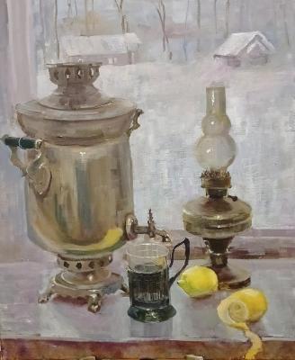 Winter still life with a samovar (Still Life With A Cup). Baltrushevich Elena