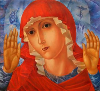 Our Lady of the Tenderness of Evil Hearts. Kuzma Petrov-Vodkin (adapted copy) ( -). Bortsov Sergey