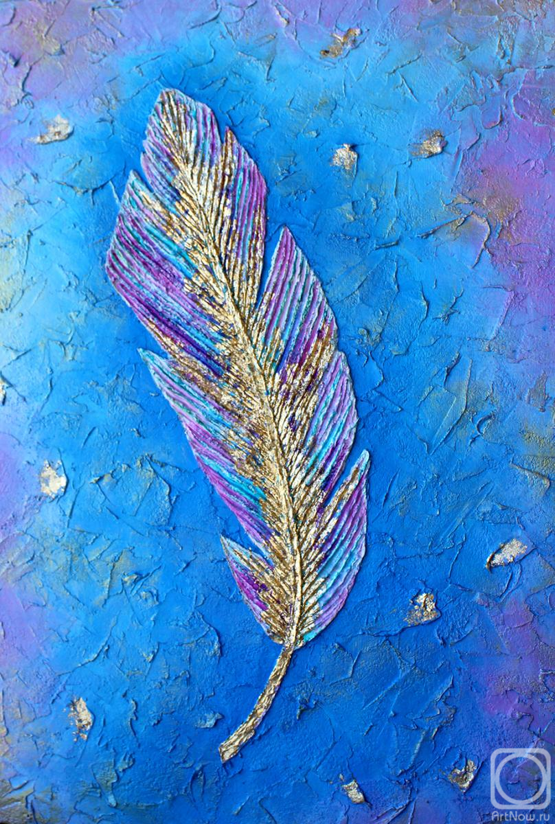 Prokazyuk Anastasiya. Feather on blue