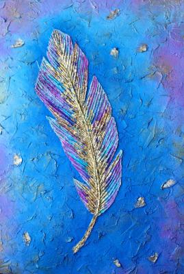 Feather on blue