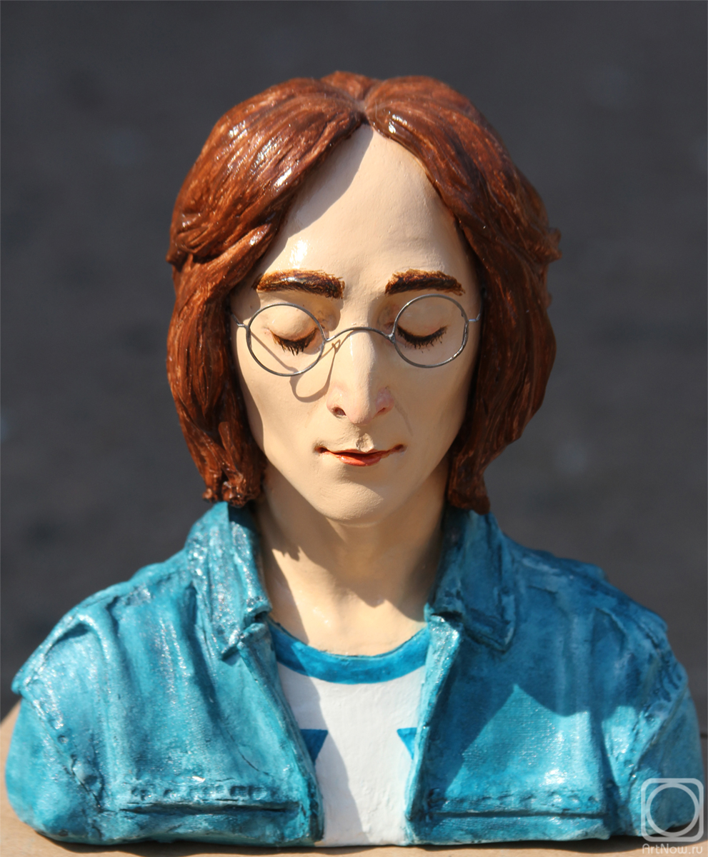 Churkina Larisa. John Lennon bust by Larisa Chukina with his eyes closed, Imagine (Rockportraits)
