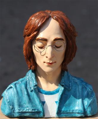 John Lennon bust by Larisa Chukina with his eyes closed, Imagine (Rockportraits). Churkina Larisa