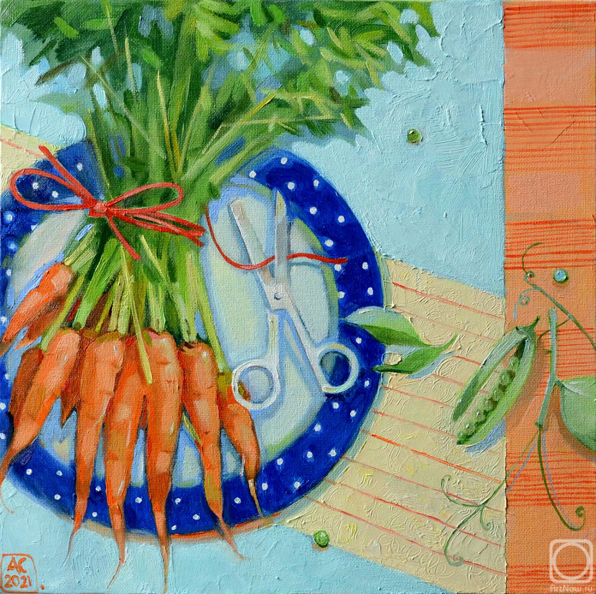 Sergeeva Aleksandra. Still life with carrots and peas