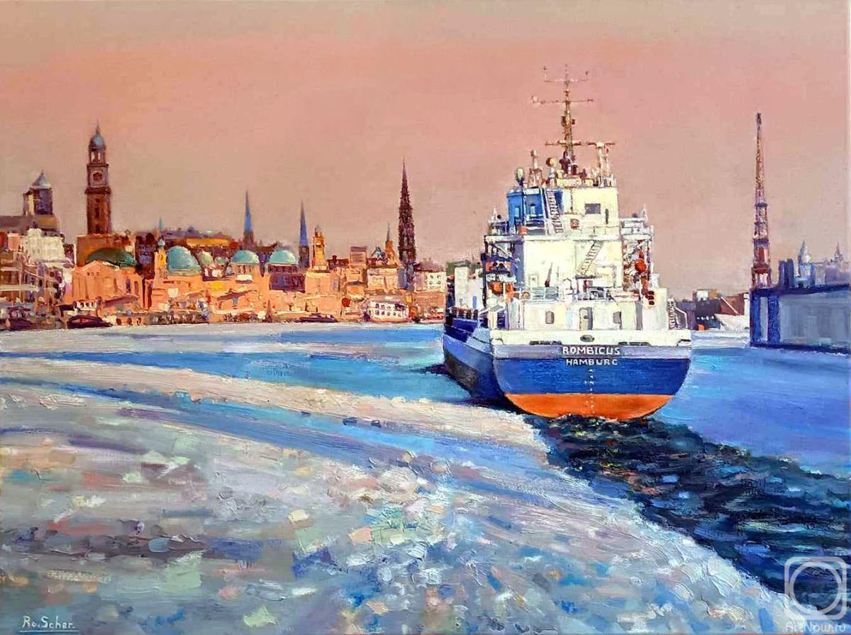 Schernego Roman. Frosty morning on the Elbe