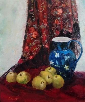 Still life with grandmother (Still Life Painting With Apples). Baltrushevich Elena