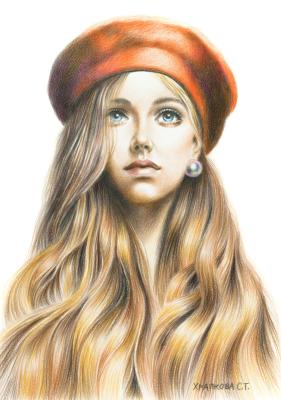 Girl in a red beret. Khrapkova Svetlana