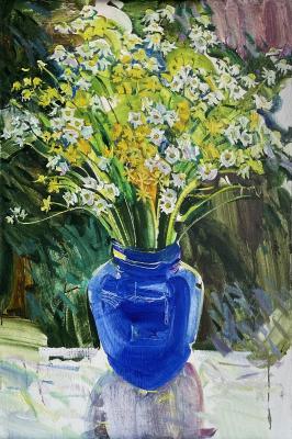 Daisies (A Bouquet In A Blue Vase). Sokolova Ekaterina