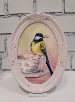 Titmouse with a calyx (Painting With Birds). Prokofeva Irina