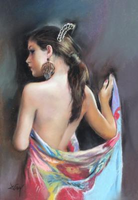 A young girl in a manila shawl (). Gomez Domingo Alvarez