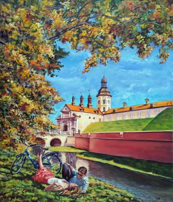He, she and the bicycle at the Nesvizh Castle. Fedosenko Roman