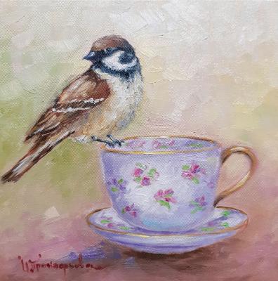 Sparrow with a calyx (Still Life With Birds). Prokofeva Irina