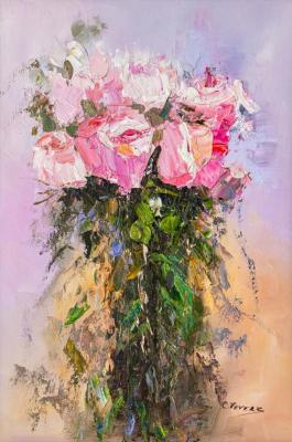 Bouquet of garden roses. Expression (A Bouquet Of Roses In Oil). Vevers Christina
