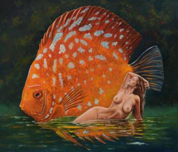 A woman and a fish