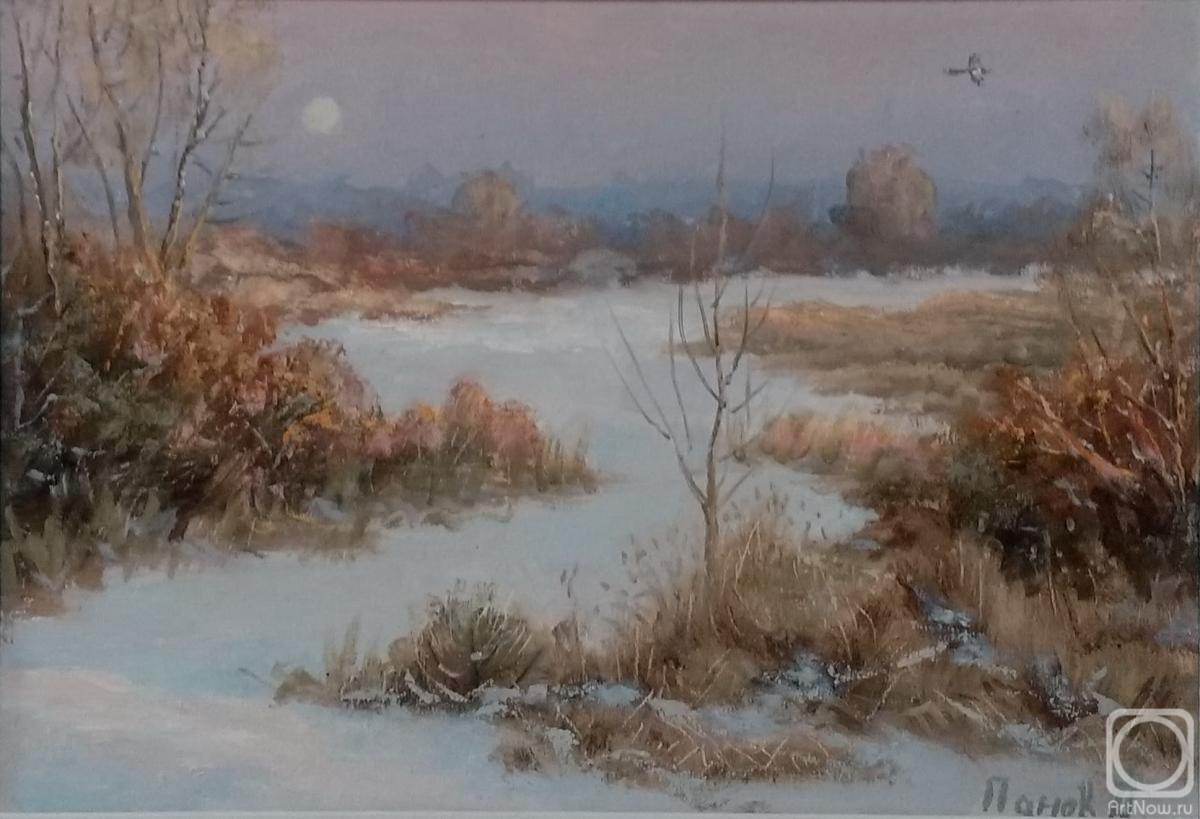 Panov Aleksandr. Winter evening. The pond on Sholmov