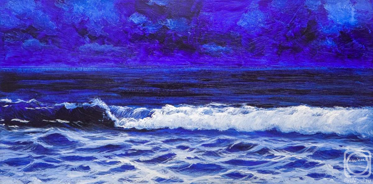 Lagno Daria. The waves are splashing in the blue sea