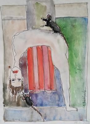 The rat trainer (The Genre Painting). Savelyeva Elena
