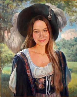 Portrait of a girl in a historical costume (Old Russian Art). Bespalov Igor