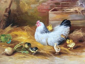 A mother hen with chickens (). Mashin Igor