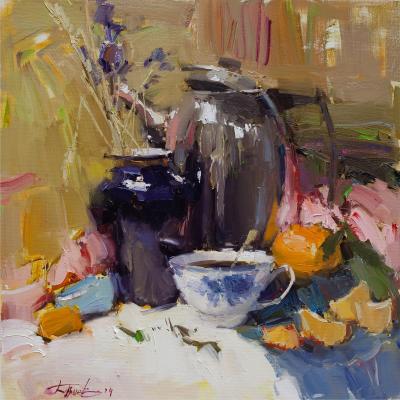 Still life with a coffee pot (Kitchen Utensils). Burtsev Evgeny