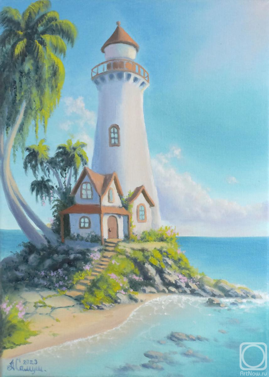 Samusheva Anastasiya. Lighthouse on a tropical shore