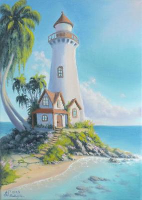 Lighthouse on a tropical shore. Samusheva Anastasiya