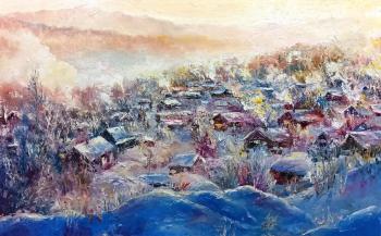 Winter evening in the village (Rustic Landscape). Murtazin Ilgiz