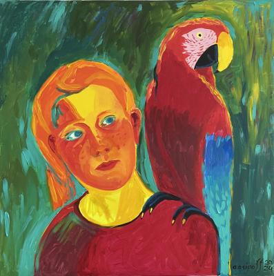 Girl with a parrot (). Osipov Andrey