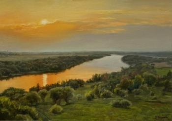 Golden dawn before the rain (Landscape In Oil At Dawn). Tikunova Olga