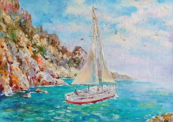 Sail in the bay (Seagulls Painting). Kruglova Svetlana
