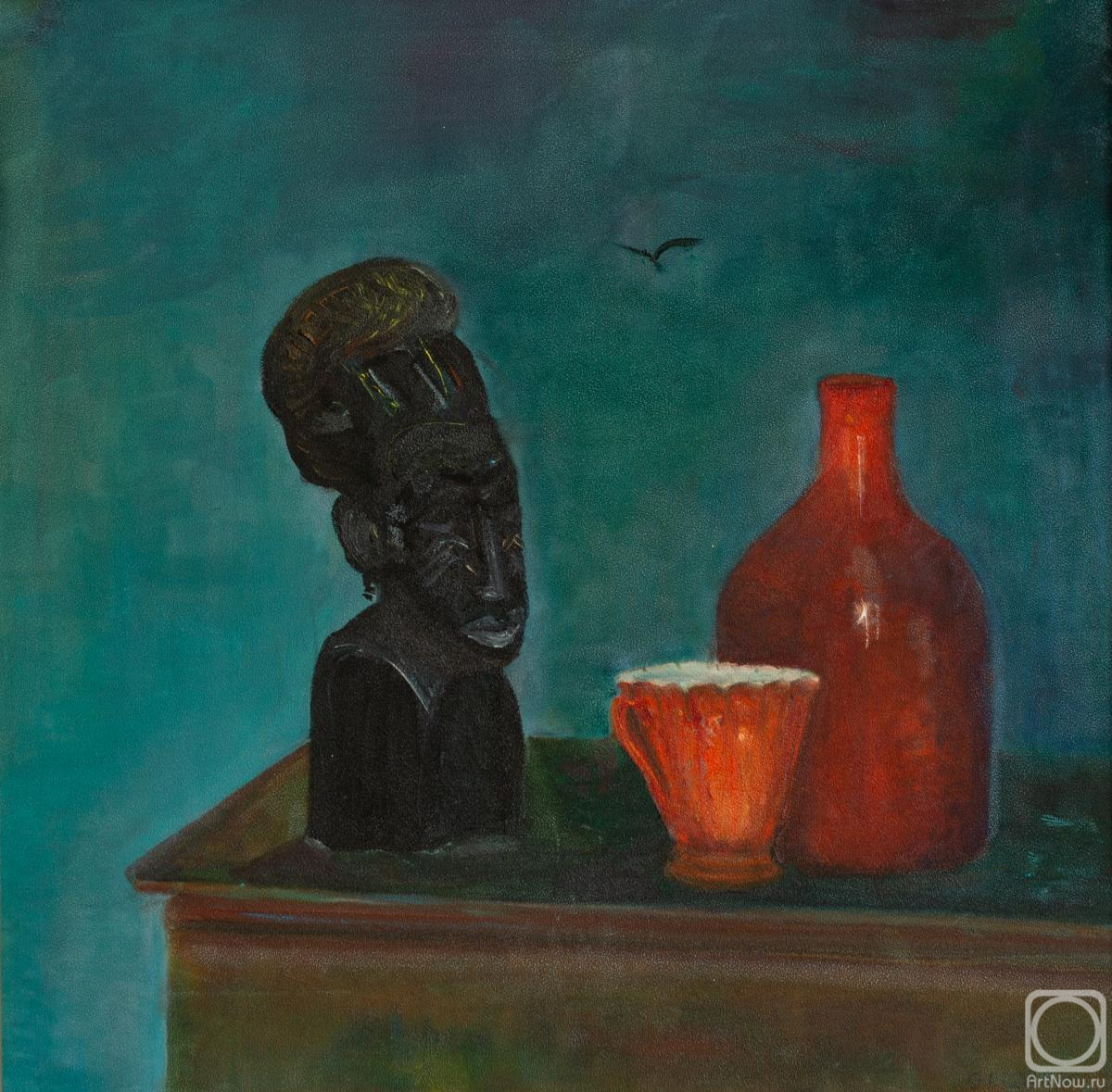 Mahotkina Larisa. An African figurine and a red cup. Interpretation by R. R. Falck